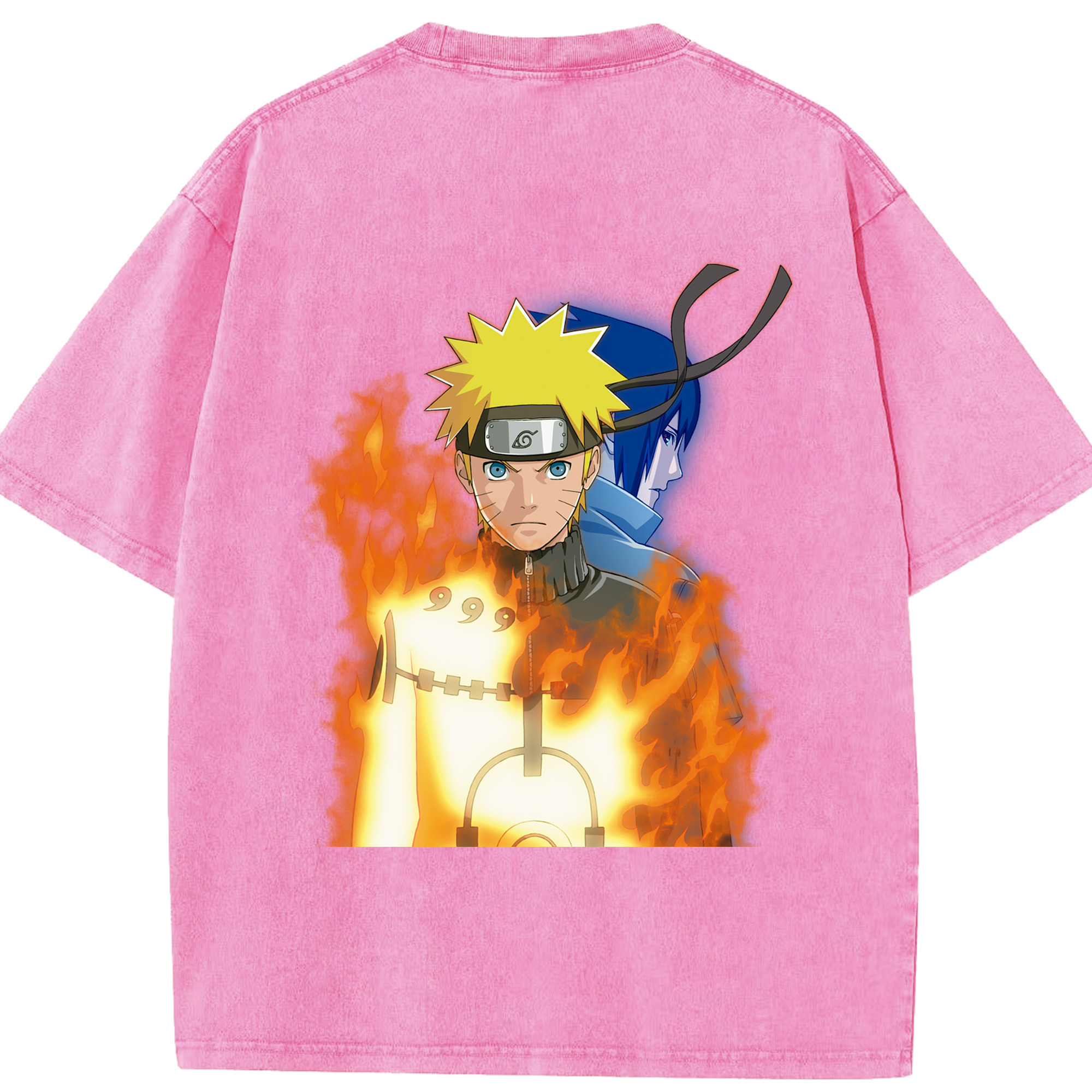（画像用） NARUTO -ナルト- うずまき ナルト Uzumaki Naruto 綿100% ヴィンテージ風 半袖Tシャツ（背面プリント）